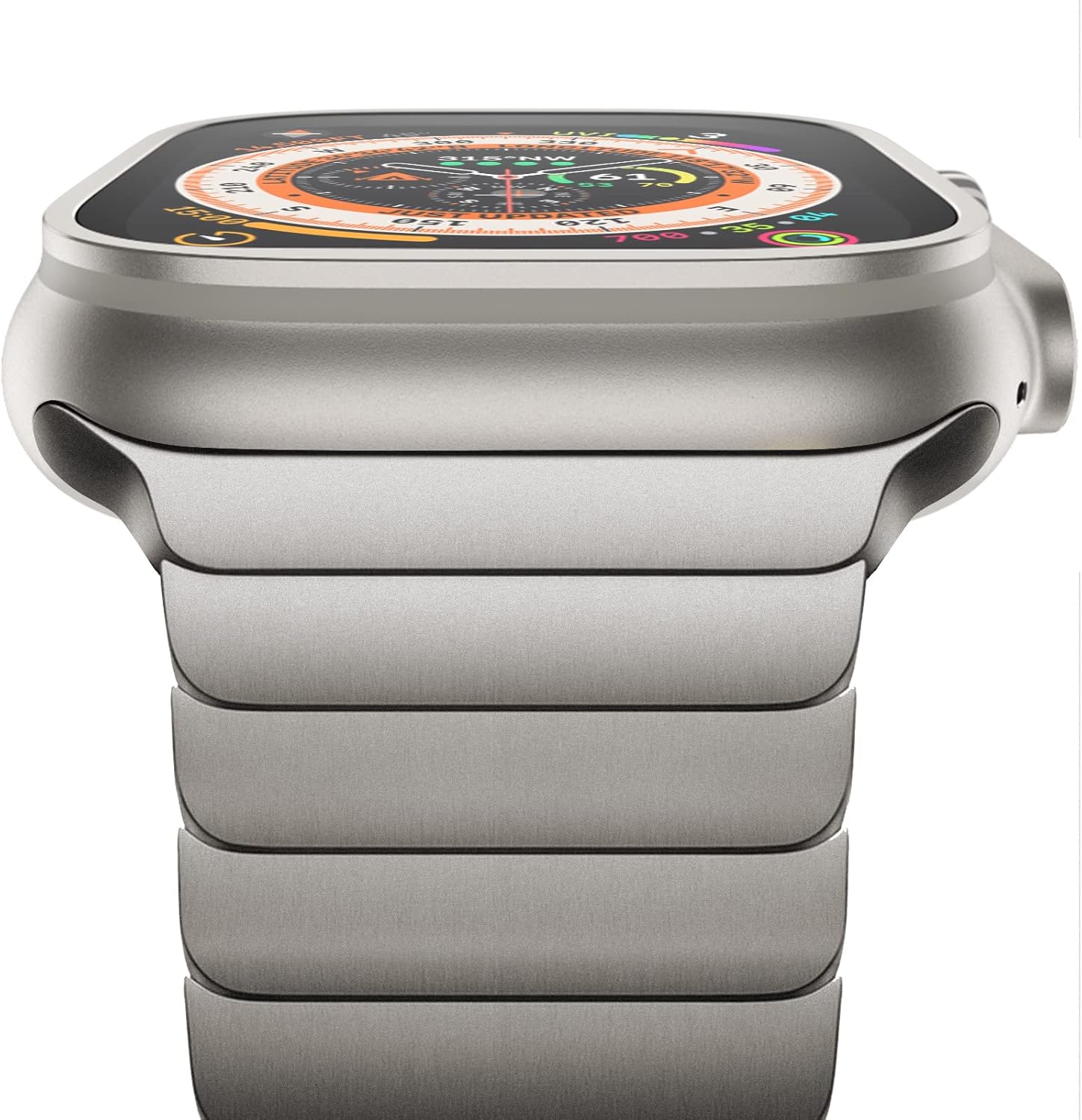 NewWays 49mm 46mm 45mm 44mm 42mm(Series 3 2 1) Metal Strap Compatible with Apple Watch,Solid Stainless Steel Link Replacement Band for iWatch Ultra/Ultra2,Series 10/9/8/7/6/5/4/3/2/1/SE,Titanium