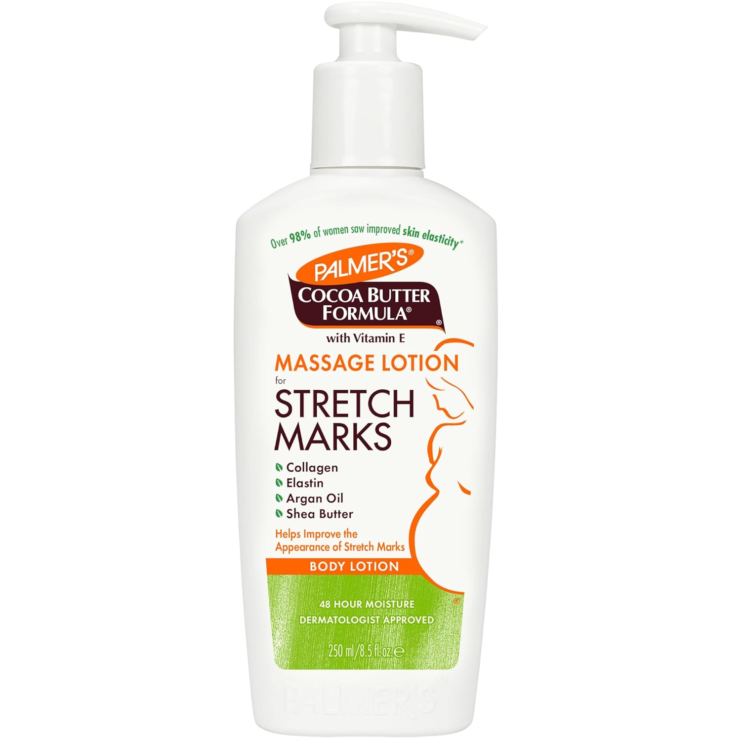 Palmer's Cocoa Butter Formula Massage Lotion For Stretch Marks, Pregnancy Skin Care, Belly Cream with Collagen, Elastin, Argan OIl and Shea Butter, 8.5 Ounces