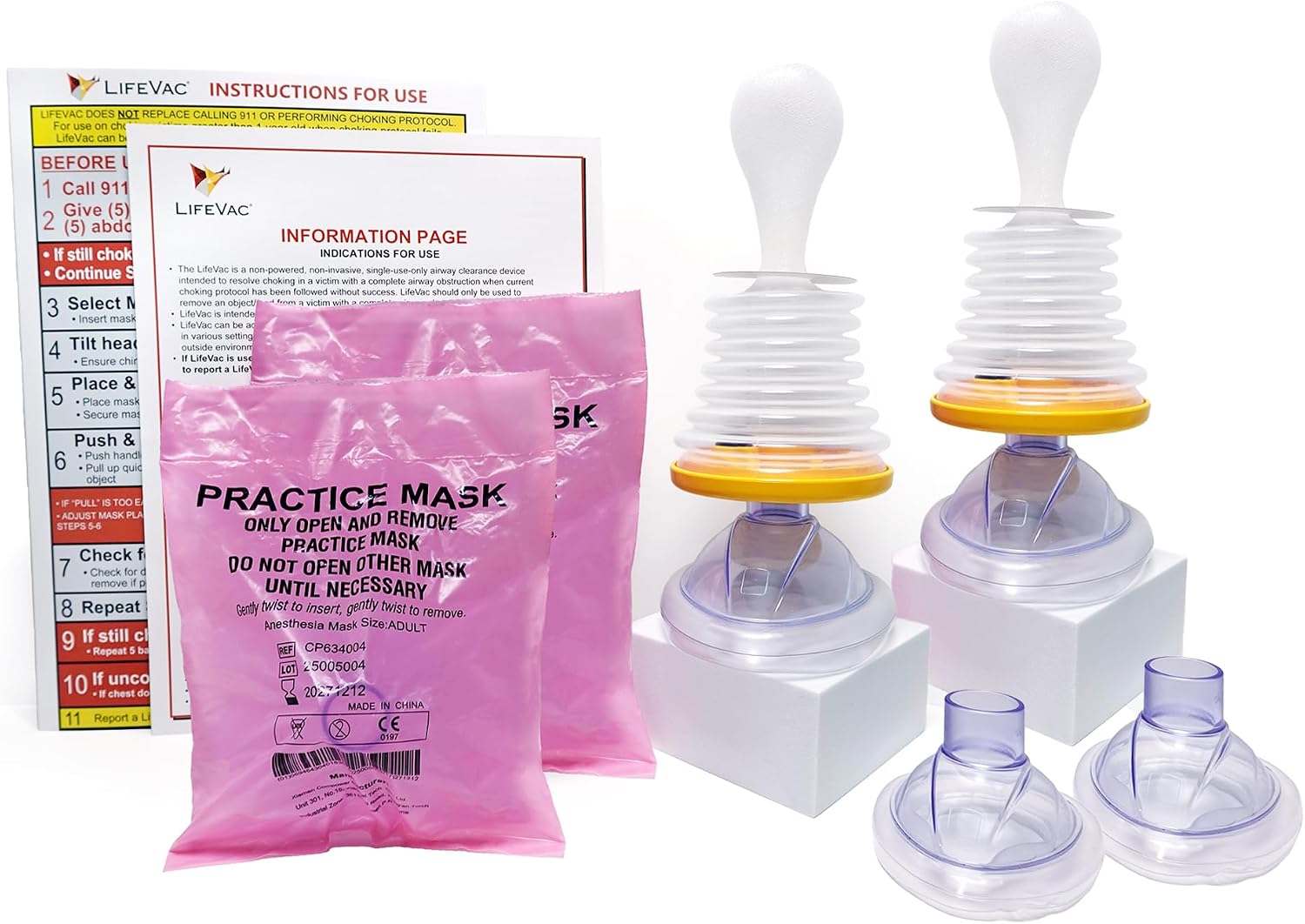 LifeVac Home Kit 2 Pack - Portable Suction Rescue Device, First Aid Kit for Kids and Adults, Portable Airway Suction Device for Children and Adults