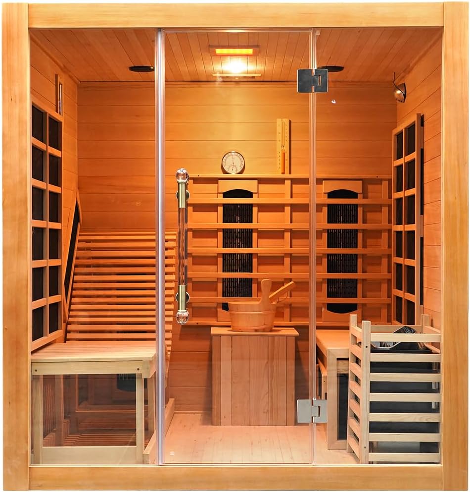 Vidalux 2-3 Person 'Relax' Hybrid Bench Sauna with Traditional & FAR Infrared Complete Heat