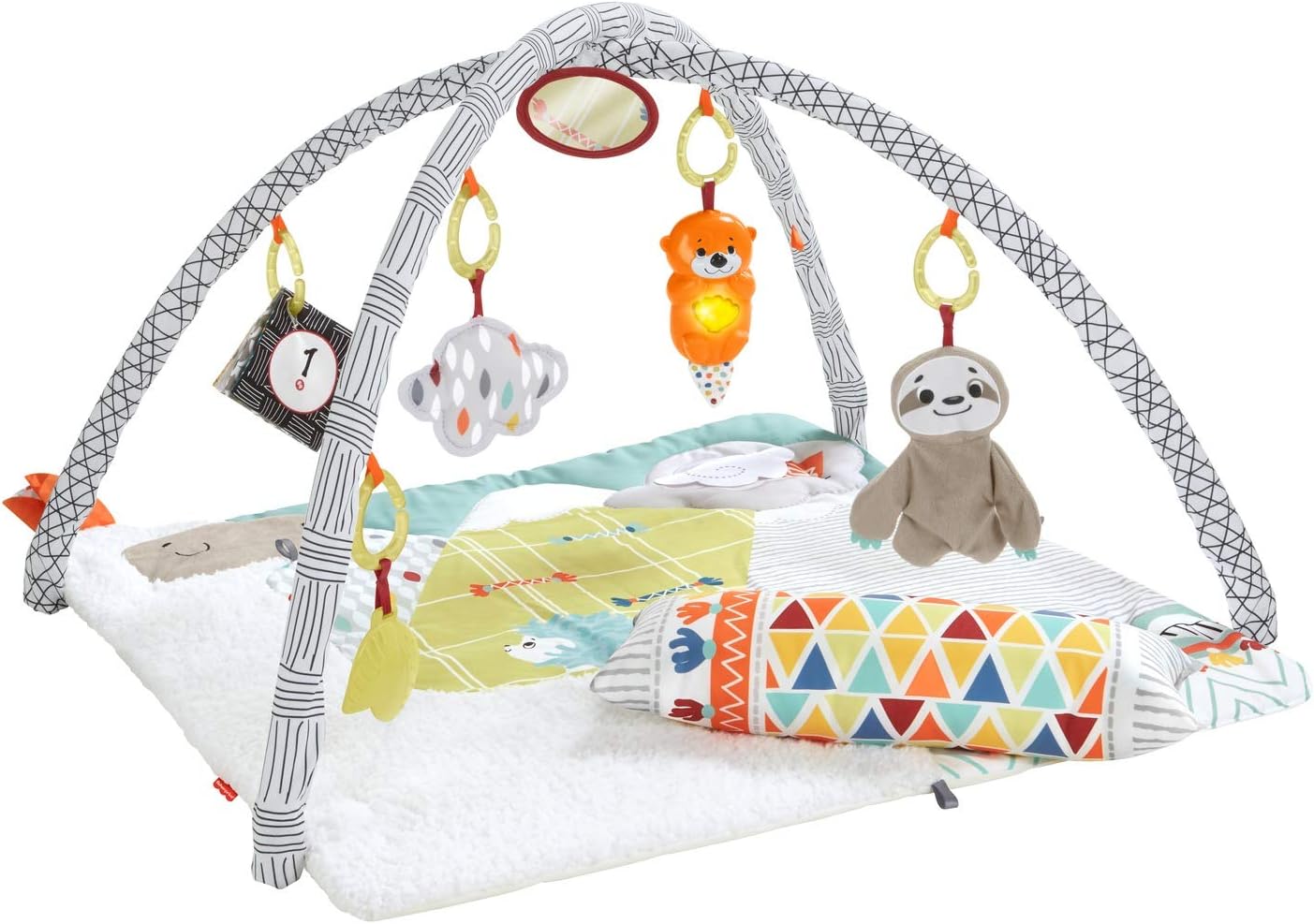 Fisher-Price Perfect Sense Deluxe Gym, Extra-Large Baby Play mat with 6 Infant Activity Toys, HBB74