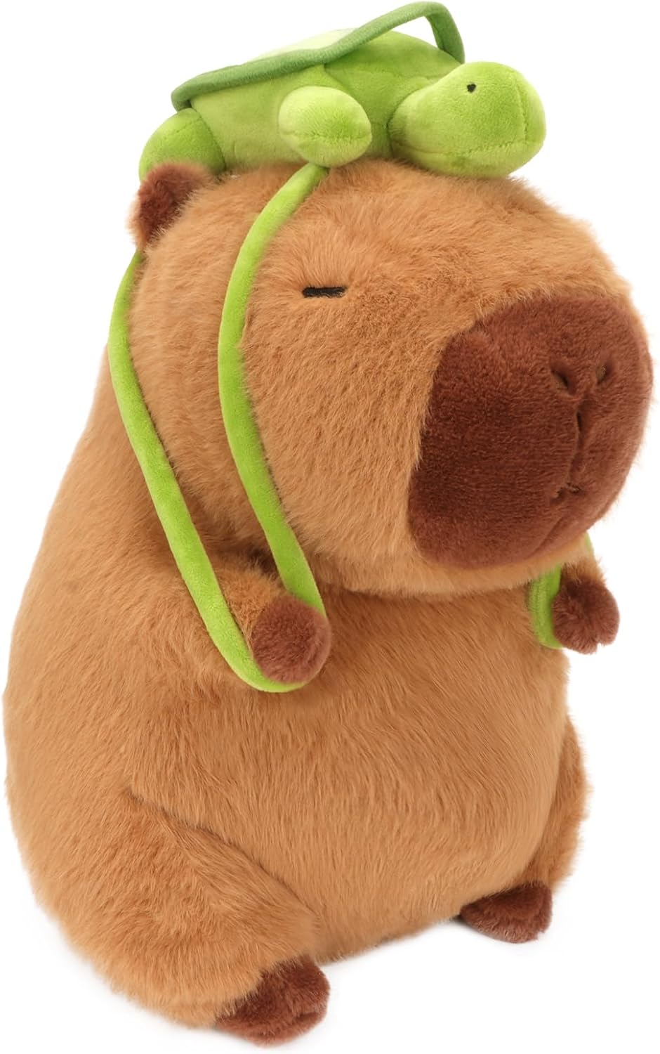 Capybara Plush Toy - 9 Inch Cute Capybara Stuffed Animal with Turtle Backpack, Kawaii Capibara Plushie for Kids and Adults