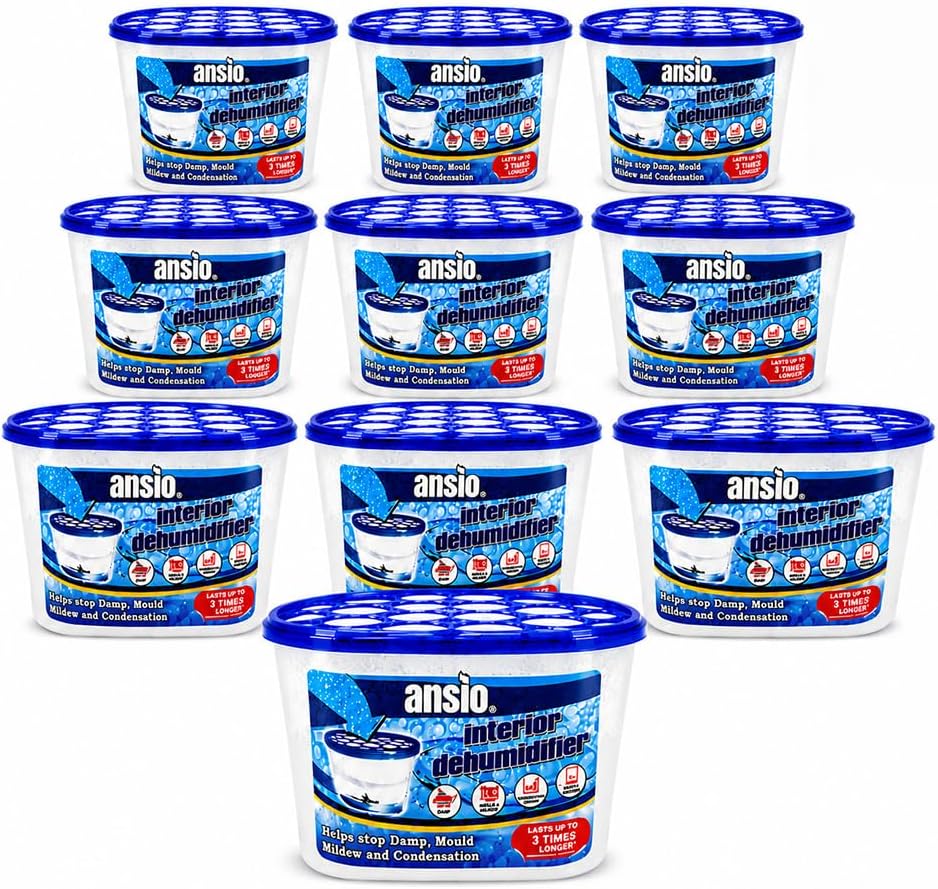 ANSIO Dehumidifier Disposable Pack of 10 Room Moisture Absorber | Condensation Remover , Mould in Home, Bathroom, Window, House, Kitchen, Wardrobe, Bedroom Interior Moisture Traps
