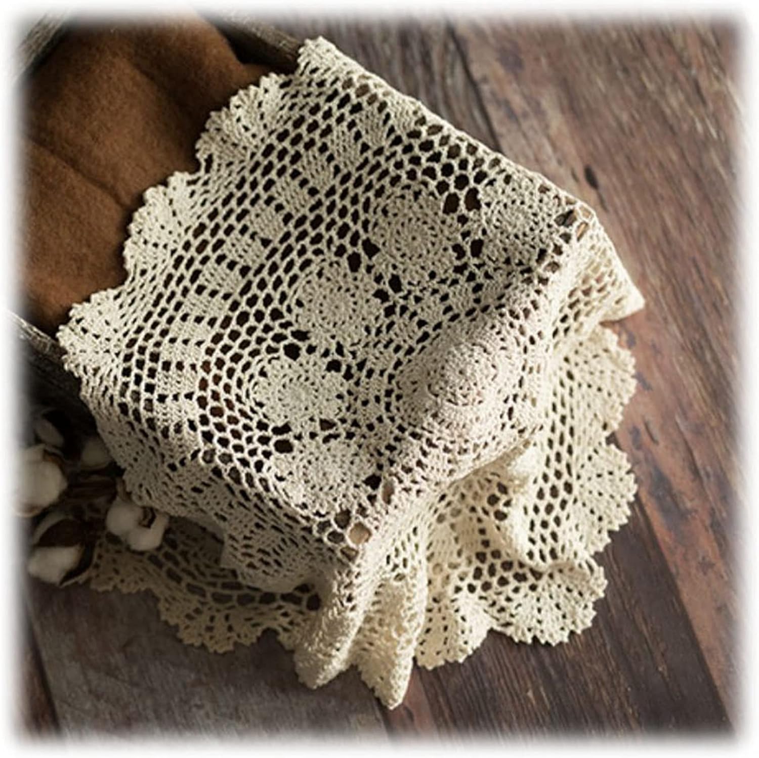 Honra Baby Photoshoots Props Blanket Newborn Photography Crochet Rug Photo Posing Layer Vintage (Cream BM)