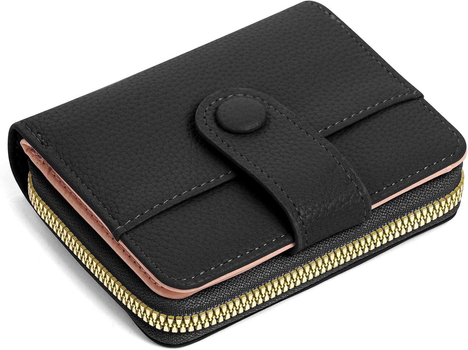 Adiwo Women's Leather Wallet, Purses for Women Genuine Leather, Zipper Coin Pocket with Multiple Compartments, Minimalist Small Ladies Purse, Excellent Credit Card Holder with ID Window, Black