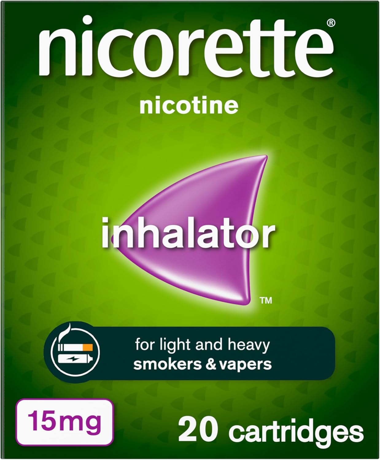 Nicorette 15mg nicotine inhalator. 20 Catridges, Quit Smoking Aid or Vaping Cessation aid. Flexible and convenient stop smoking or stop vaping aid