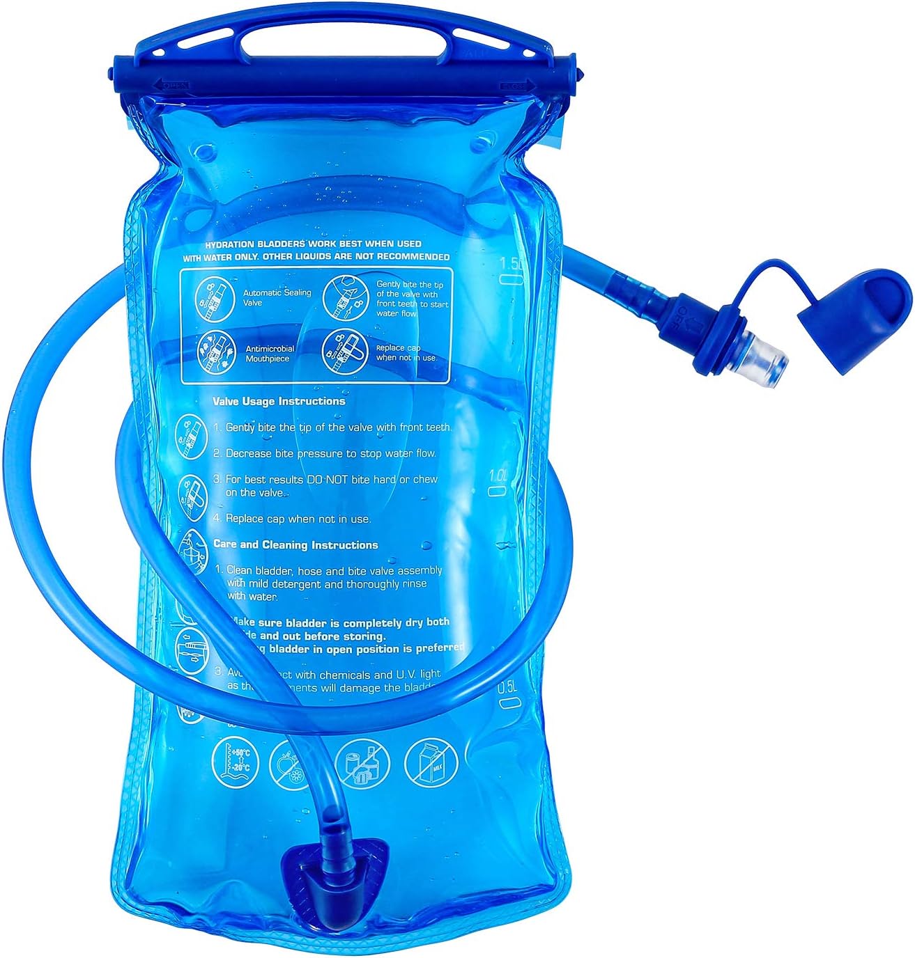 JOYHILL Hydration Bladder, 3 L 2 L 1.5 L Water Bladder BPA Free, 3 Liter Large Opening Water Reservoir, Leak Proof Military Water Storage Bladder Bag for Cycling Hiking Camping Biking Running