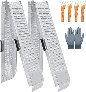 72.5 inches Long and 8.7 inches Wide Heavy Duty Folding Loading Ramp, 1500lb Capacity, Motorcycle; Lawn Mower; Snow Plough; Bikes; ATV; UTV; Golf Carts, Four Safety Ropes, Pack of 2