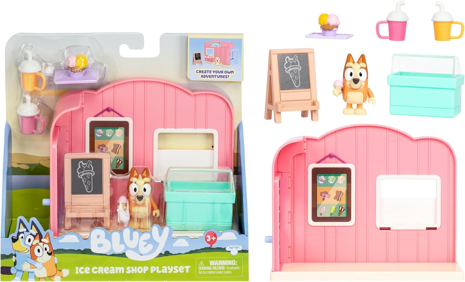Bluey Mini Playsets Ice Cream Shop Playset Age 3+ Includes Articulated Bingo Figure And Accessories