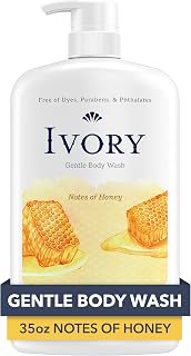 Ivory Gentle Body Wash, Designed for the Whole Family, Free of Dyes Heavy Perfumes Parabens Phthalates & Silicones, Honey Scent, 35 oz