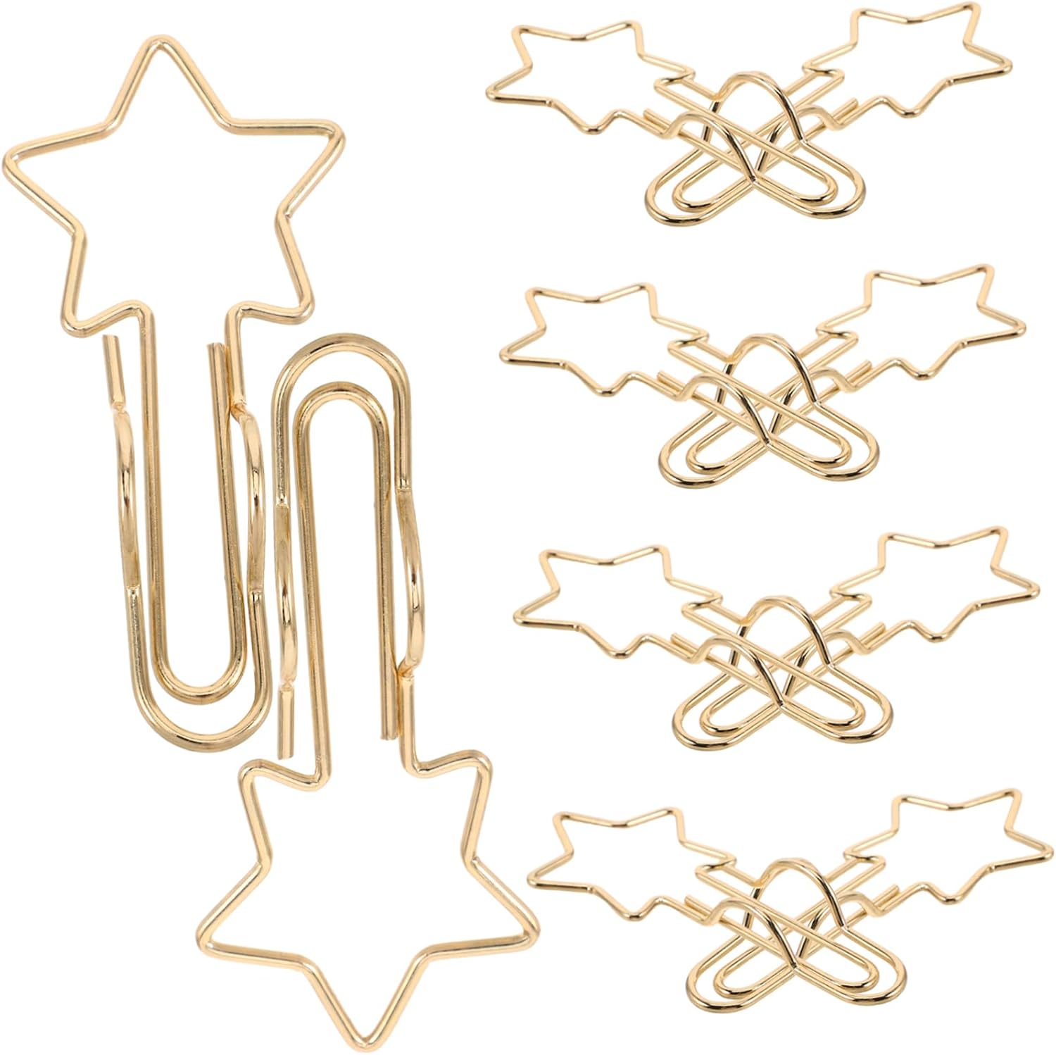 Healvian 10pcs Shaped Pen Clips Holders Cute Office Desk Accessories Star Shaped Pencil Clips for Notebook Planner Holder