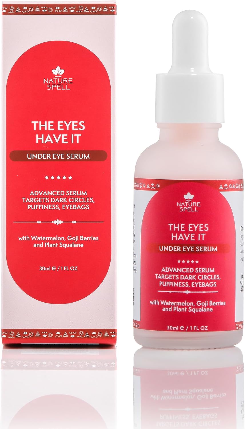 Nature Spell Eye Serum, Targets Dark Circles, Puffiness & Eyebags, Infused with Watermelon & Goji Berries, Vegan, 30ml