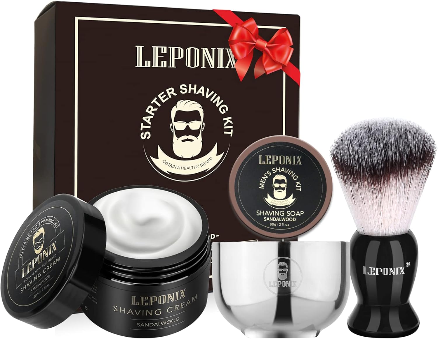 Shaving Kit, Include Shaving Soap, Shaving Brush, Shaving Cream, Shaving Bowl Mens Shaving Kit Aftershave Gift Set for Men Him Husband Boyfriend