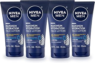 NIVEA MEN Maximum Hydration Face Lotion, Face Lotion with Broad Spectrum SPF 15 Sunscreen for Men, 4 Pack of 2.5 Fl Oz Tubes