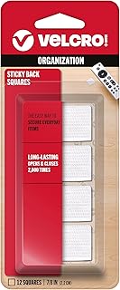 VELCRO Brand Sticky-Back Fasteners, Removable Adhesive, 0.88" X 0.88", White, 12 count (Pack of 1)