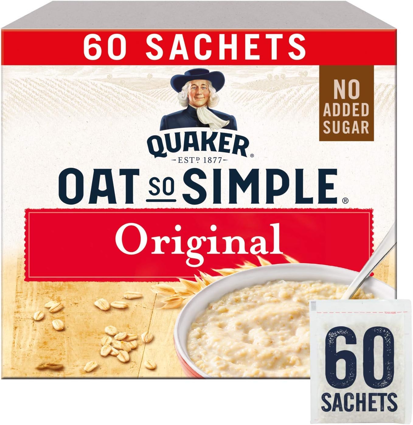 Quaker Oats So Simple Original Microwaveable 27g Sachets X 60 (Packaging May Vary)