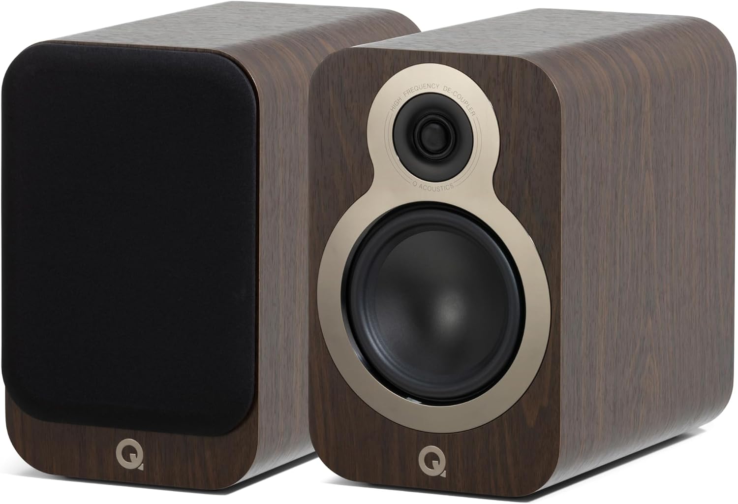 Q Acoustics 3020c Bookshelf Speakers Pair Claro Walnut - 2-Way Reflex Enclosure Type, 4.75" Bass Driver, 0.9" Tweeter - Stereo Speakers/Passive Speakers for Home Theater Sound System