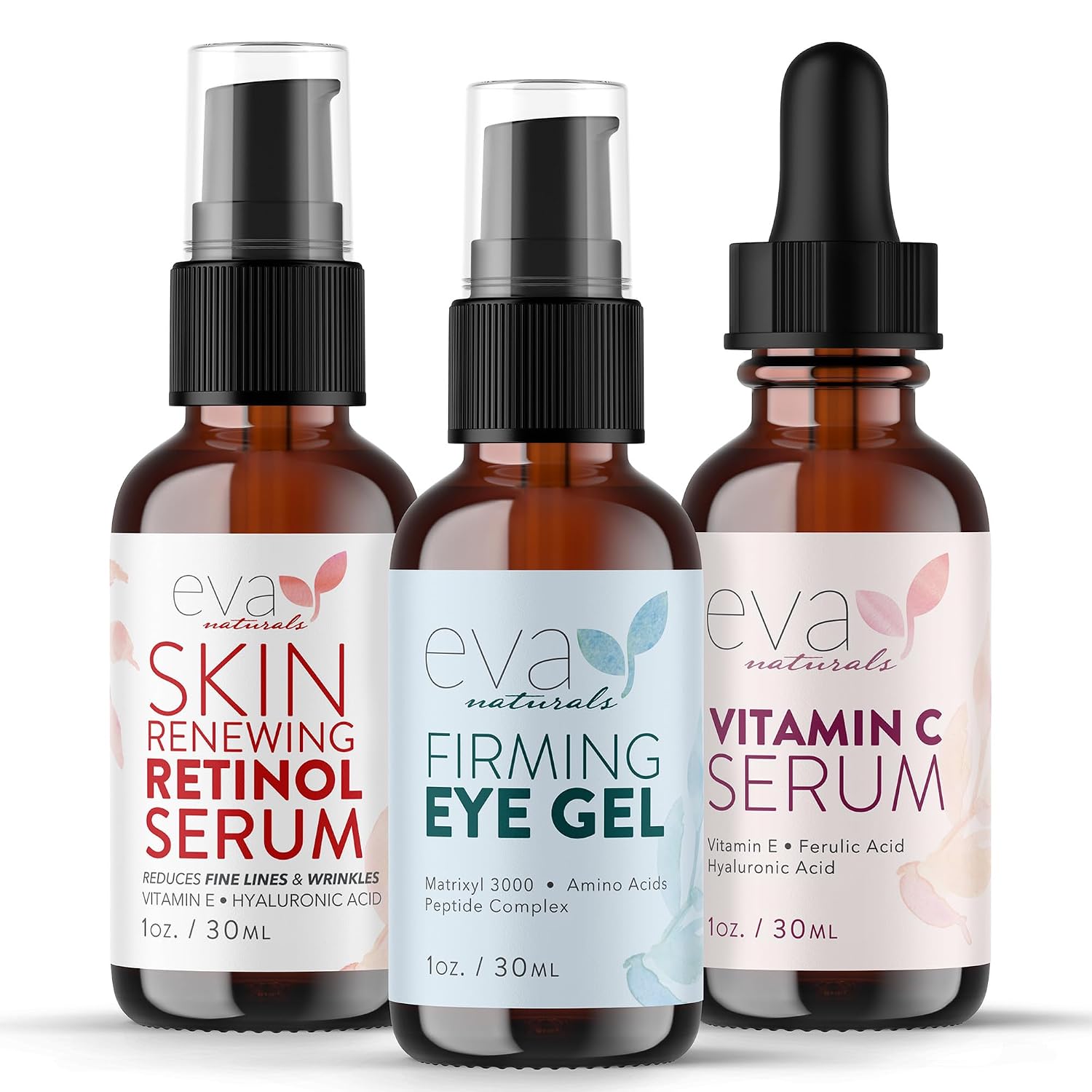 Eva Naturals Vitamin C, Retinol & Eye Gel Serum Set, Firming, Dark Circles