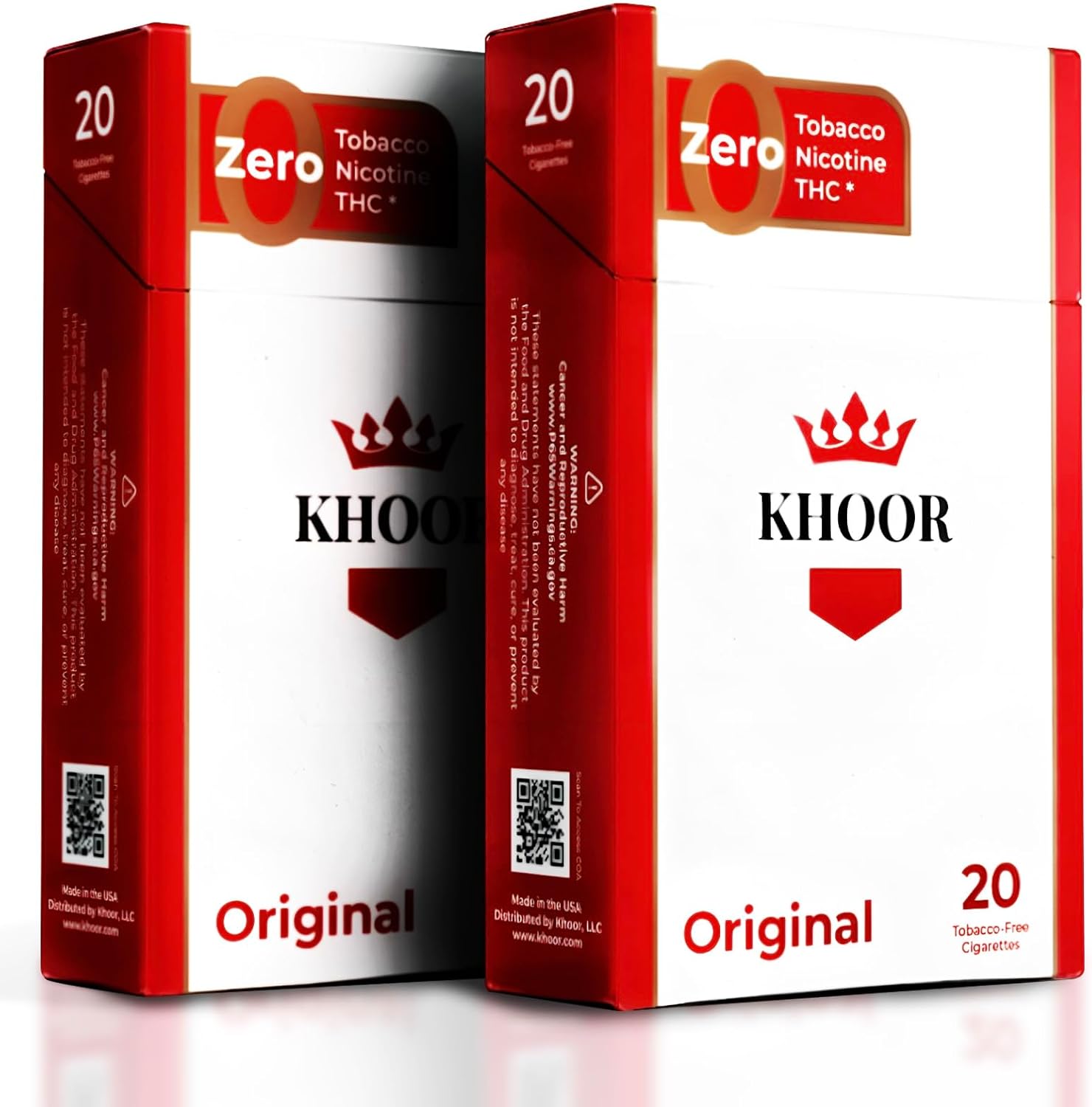 KHOOR Herbal Cigarettes, Original, 2 Packs (40 Sticks) | Tobacco-Free, Nicotine-Free, Non-Addictive, Traditional Cigarette Substitute
