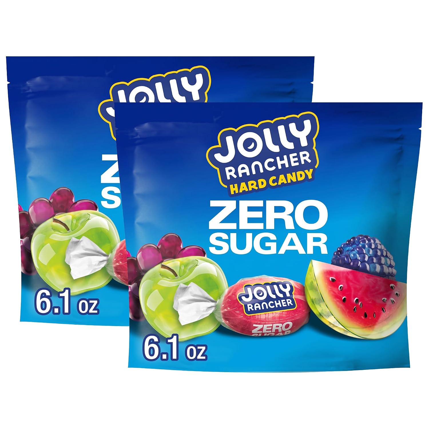 JOLLY RANCHER Zero Sugar Assorted Fruit Flavored Hard Candy Bag, 6.1 oz (Pack of 2)