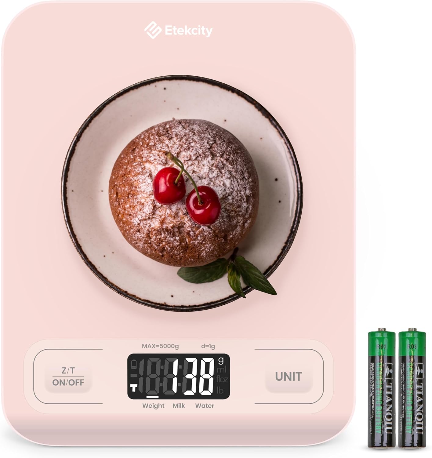 Etekcity Food Kitchen Scale, Digital Grams and Ounces, Medium | Tare function, ideal for baking, weight loss, keto, meal prep, packages, liquids and jewelry, Pink