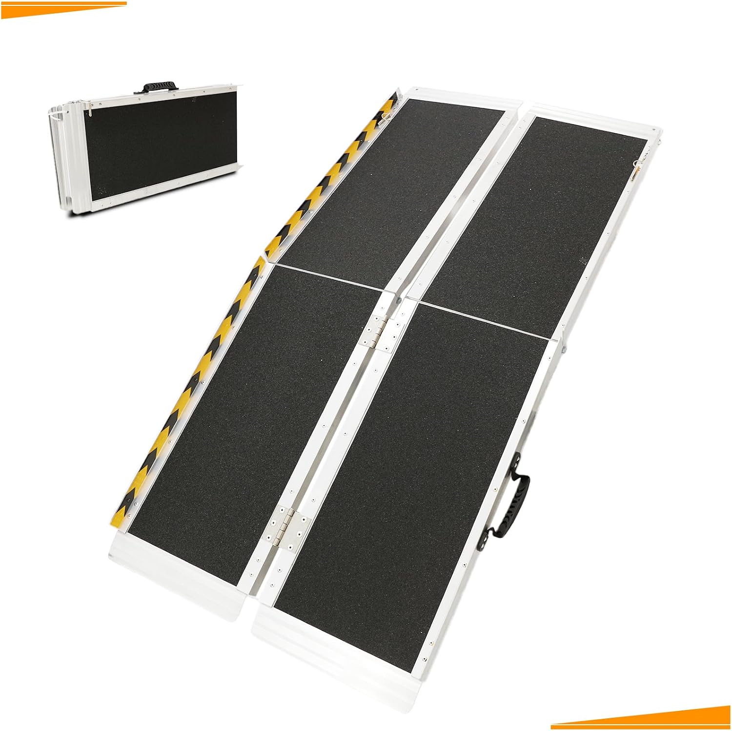 Portable Wheelchair Ramp 5FT, 60" L x 29" W Non-Skid Aluminum Foldable Handicap Ramps for Steps, 800lbs Capacity Threshold Ramps, Lightweight with Handle, for Home,Stairs,Doorways,Curbs (5FT)