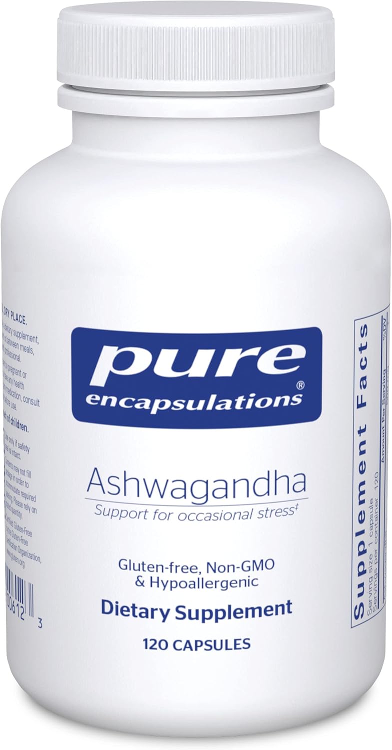 Pure Encapsulations Ashwagandha - 500 mg Ashwagandha Extract - Metabolism & Stress Support - Immune Support - GMO Free & Vegan - 120 Capsules
