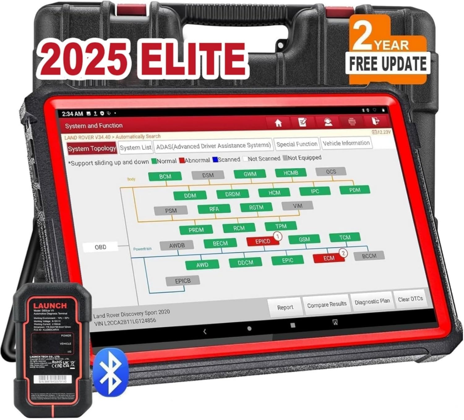 Launch X431 PRO3S+ V5.0,2025 Upgrade All-in-One Bidirectional Scan Tool,HD Trucks Scan,Topology Map,ECU Code,55+ Service,Full System,CANFD&DOIP,DBSCar VII VCI 2-Year Update