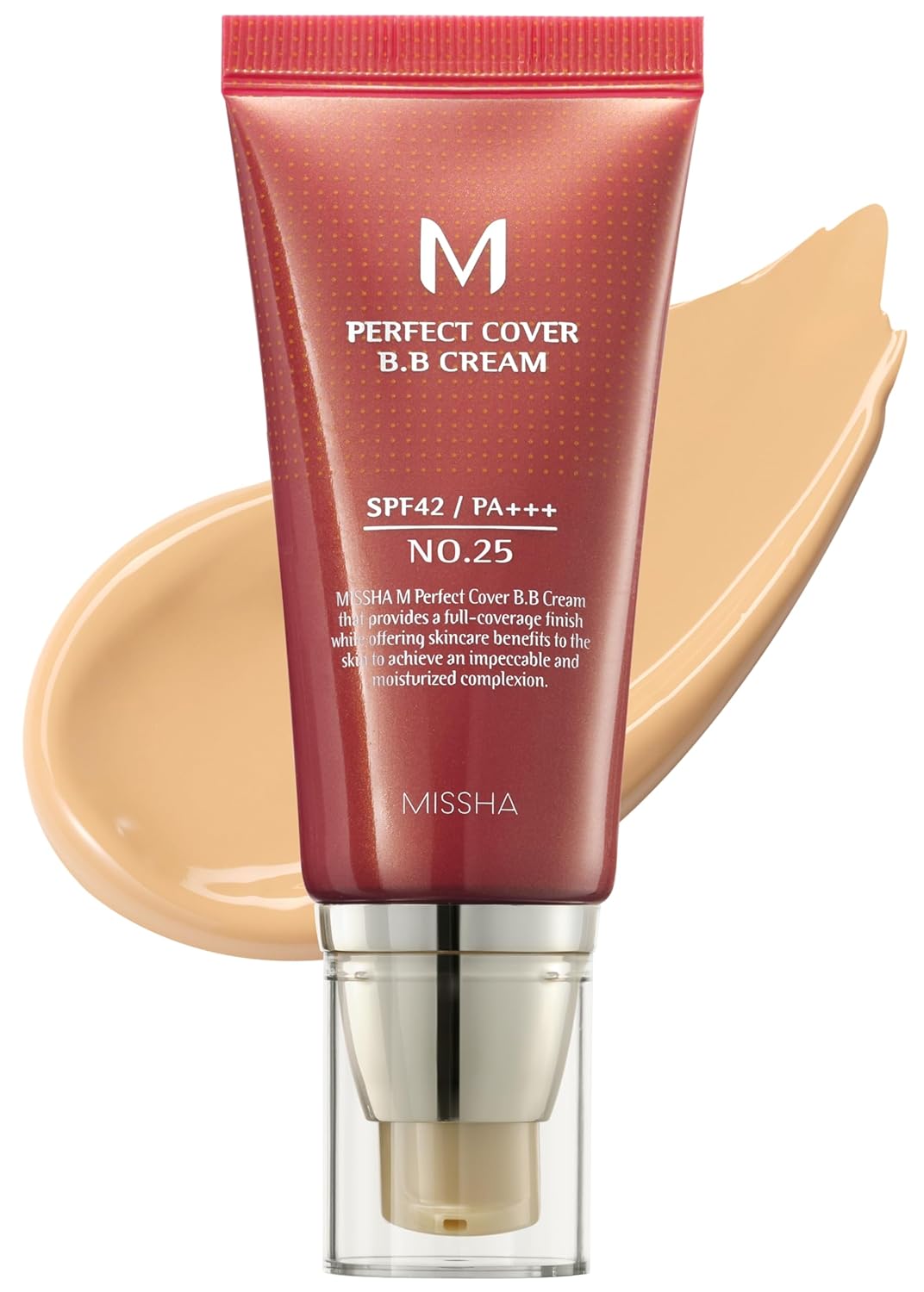 MISSHA M Perfect Cover BB Cream No.25 Warm Beige - Medium with Warm Undertone SPF 42 PA +++ / 1.69 Fl Oz - Tinted Moisturizer for face with SPF