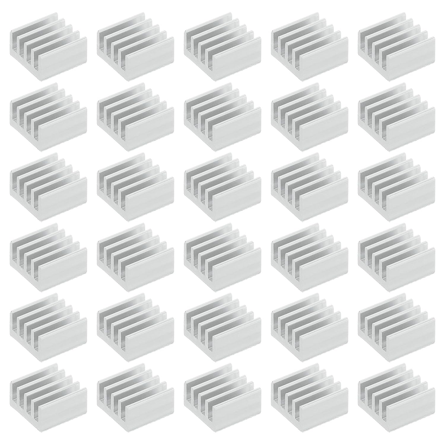 PATIKIL Heatsink 9x9x5mm, 30 Pcs Aluminum Cooler Radiator Heat Sink with Thermal Blue Sticker for Raspberry Pi Chip CPU Power Transistor FET IC Power Amplifier, White