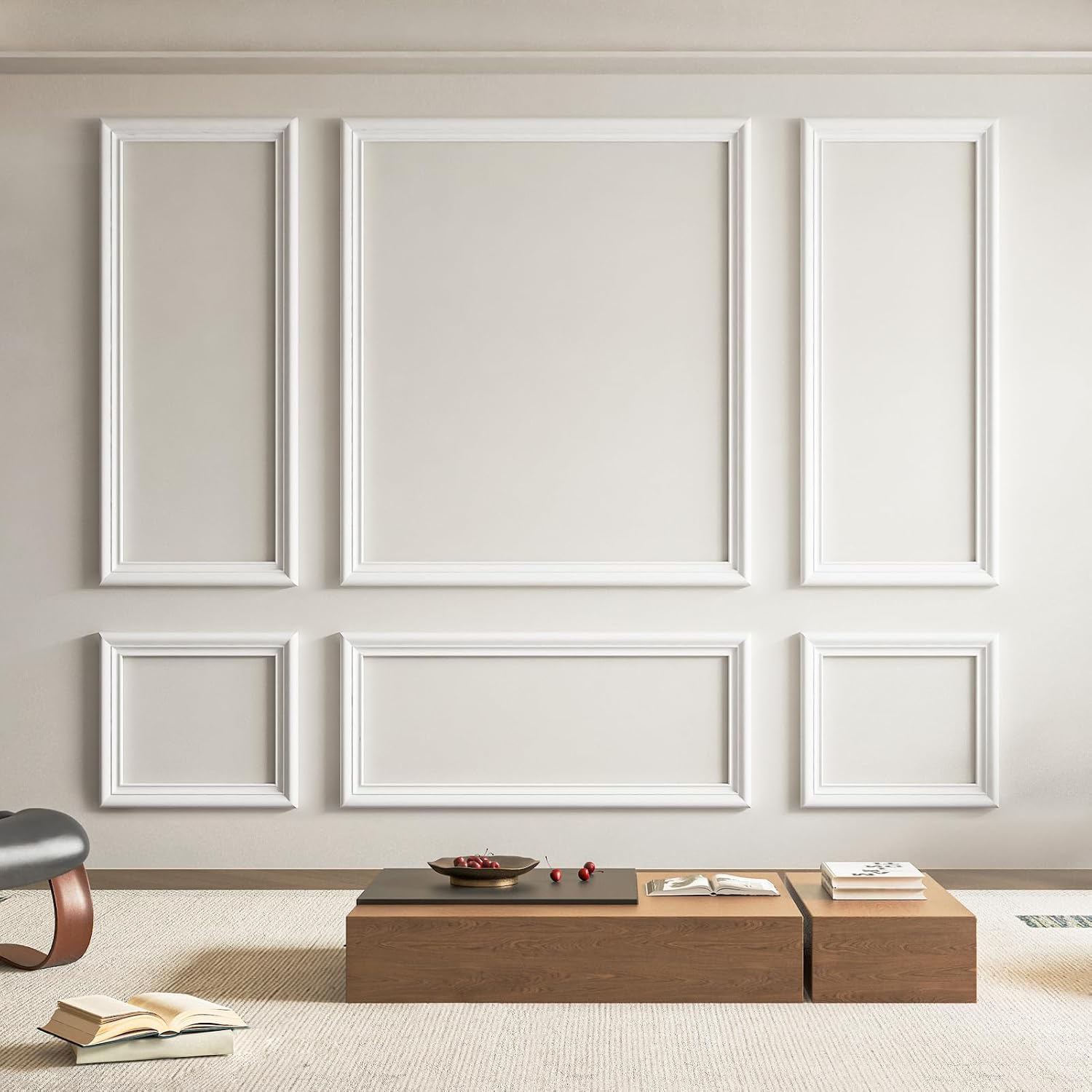 Art3d Pre-Cut Wall Molding Set, Ready-to-Assemble Panels, 3 Top 3 Bottom