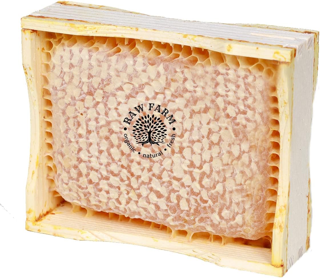 350 g Organic Raw Wildflowers Honeycomb in Wood Frame, Directly from the bee hive (350)