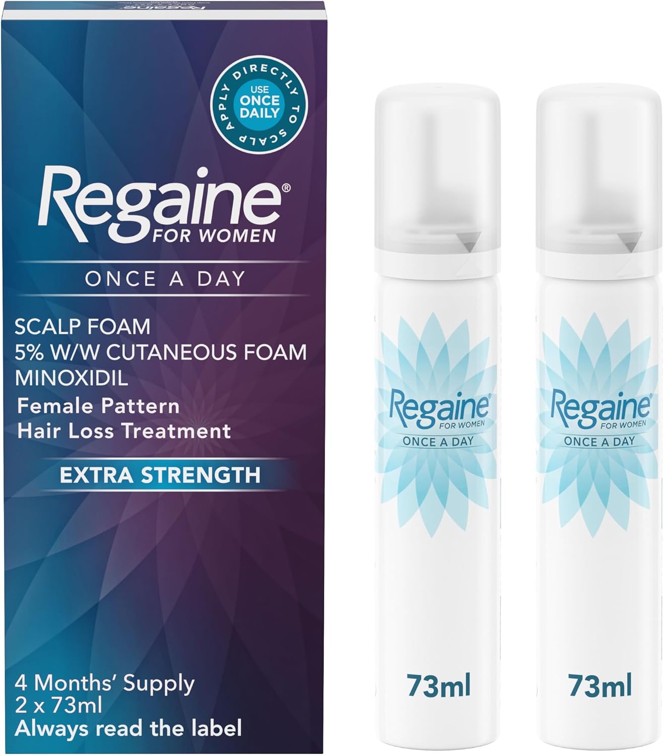 Regaine for Women 5% Minoxidil Extra Strength Scalp Foam for Hair Regrowth (2x 73ml), Scientifically Proven to Help Stop and Reverse Hereditary Female Hair Loss, Revitalise Hair Follicles