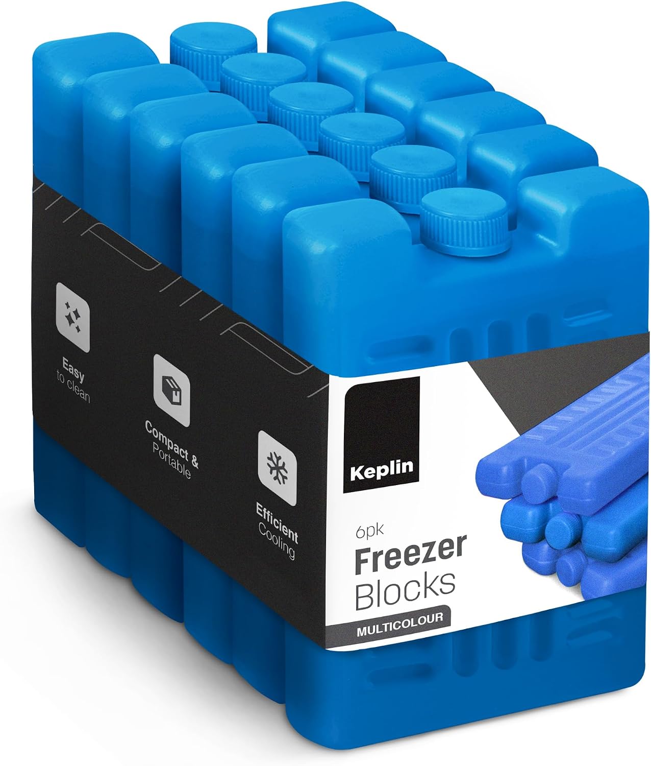 KEPLIN Freezer Blocks - Reusable Ice Pack Cooler for Lunch boxes, Travel, Picnic, and Outdoor Activities | Ice Boxes Maintains Cool Temperature for food and Drinks for hours | Multicolour (6 Pack)