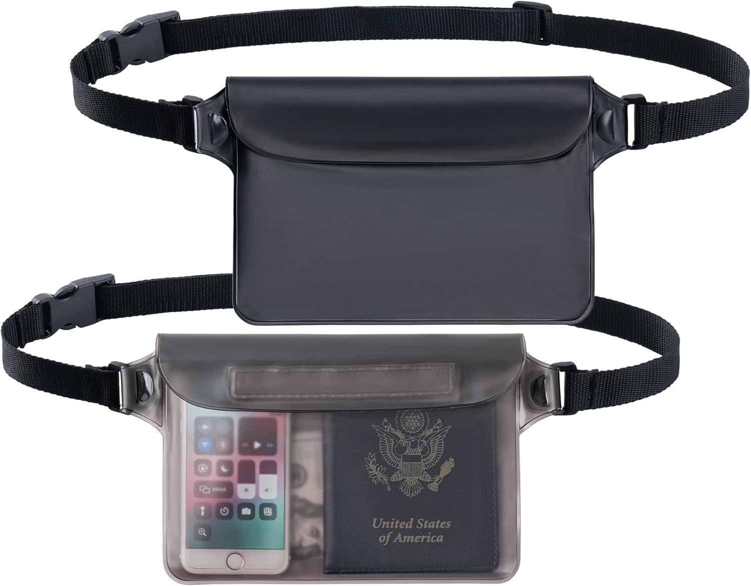 CADONO 2-Pack Waterproof Pouch with Adjustable Waist Strap | Screen Touch Sensitive Dry Bag, Keep Your Phone and Valuables Dry, Perfect for Swimming Kayaking Boating Fishing Beach Diving