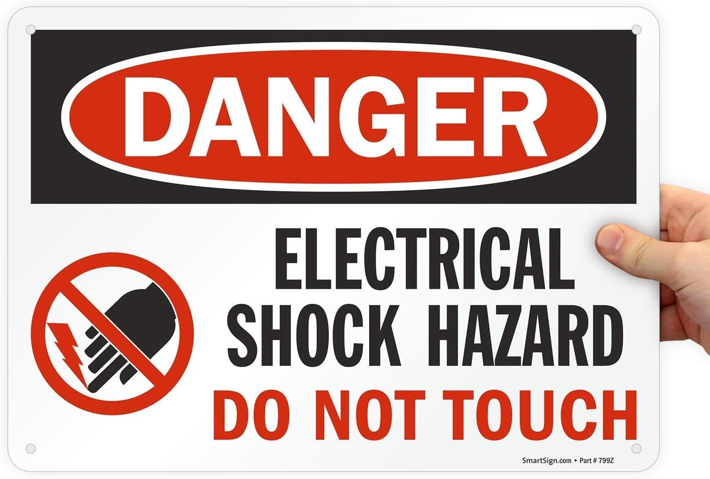 SmartSign "Danger - Electrical Shock Hazard, Do Not Touch" Sign | 10" x 14" Aluminum