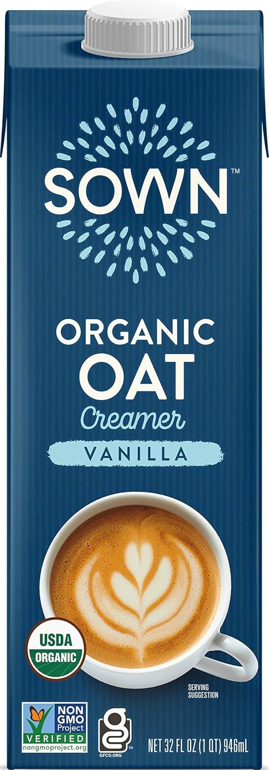 SOWN Organic Oat Creamer Vanilla - Barista Oat Milk Non Dairy Coffee Creamer - Plant Based, Dairy-Free, Vegan, Gluten-Free, Non-GMO, Shelf Stable - 32oz