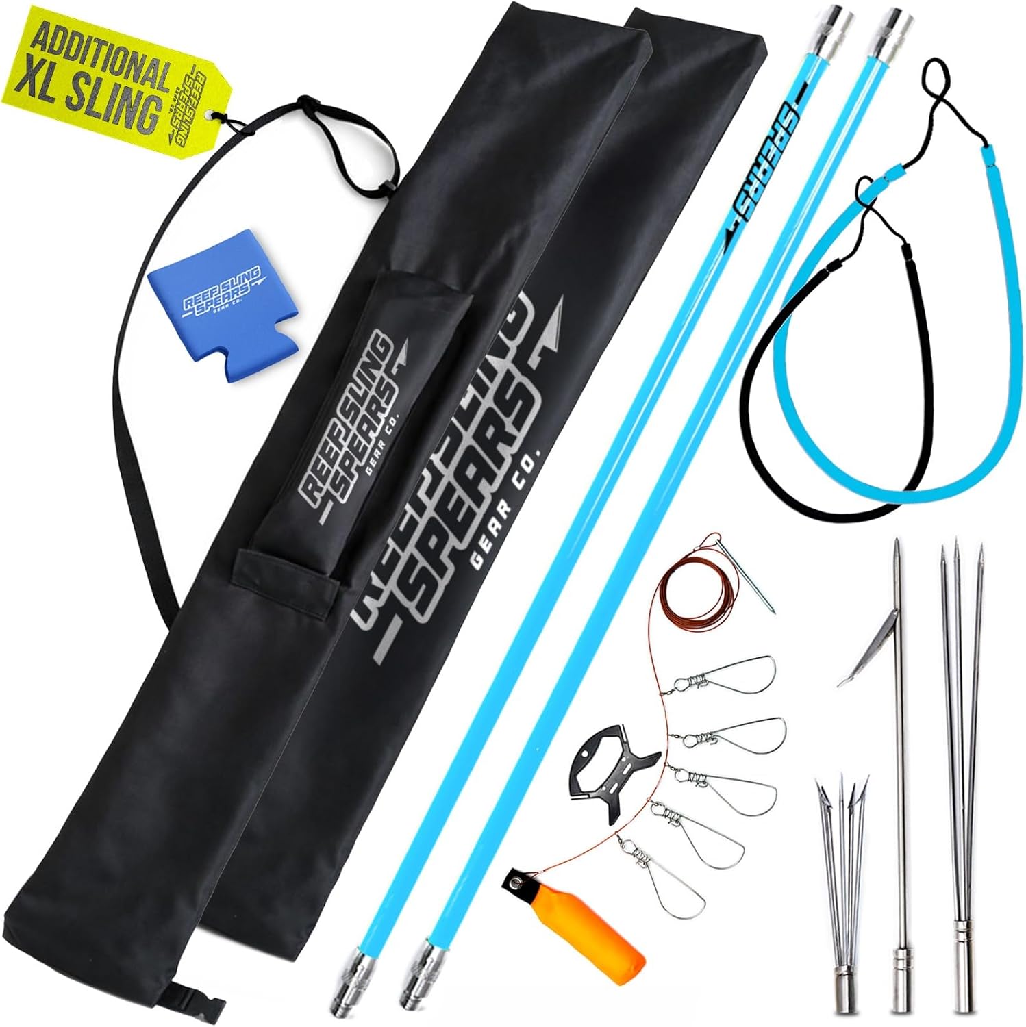 Hawaiian Sling Fishing Spear Set - Travel Fiberglass Pole Spear Harpoon for Spearfishing with 3 Prong Paralyzer Tips 5' - Fishing line Holder and Travel Bag Included for Spear Fishing Equipment