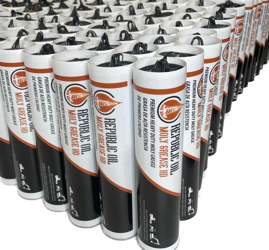 Republic Oil 5% Moly #1 Heavy Duty High Temp Grease 10x14oz Construction Mining Pins and Bushings
