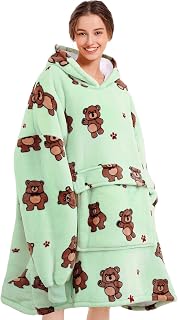Narecte Oversized Blanket Hoodie Blanket for Women,Wearable Blanket Adult Giant Hoodie Cozy Sweatshirt Kawaii Stuff,Birthday Gifts for Women, for Sister,Teen Girl Gifts Bear