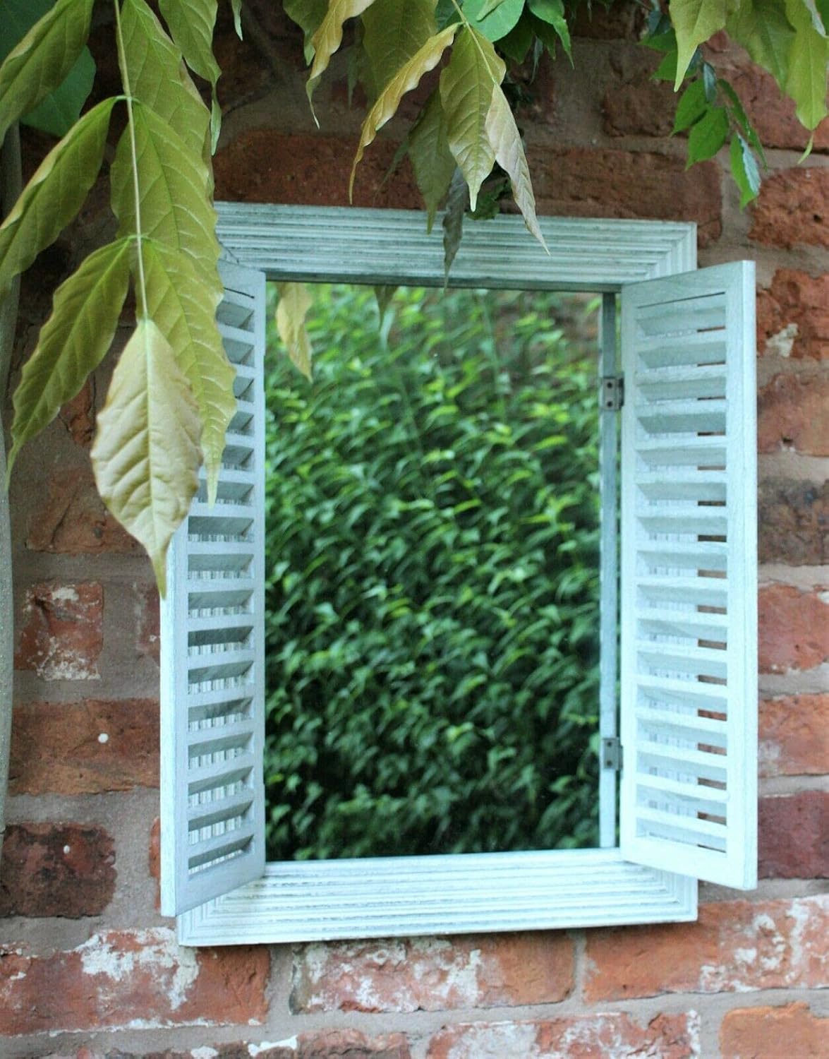 HH Home Hut Grey garden Mirror Shutter Outdoor Indoor Wooden Decorative Wall Feature Shutters