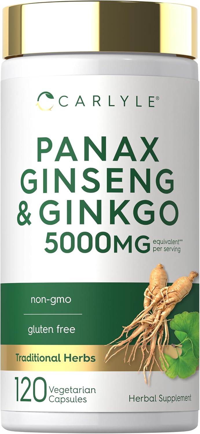 Carlyle Panax Ginseng & Ginkgo | 120 Vegetarian Capsules | Non-GMO & Gluten Free Supplement