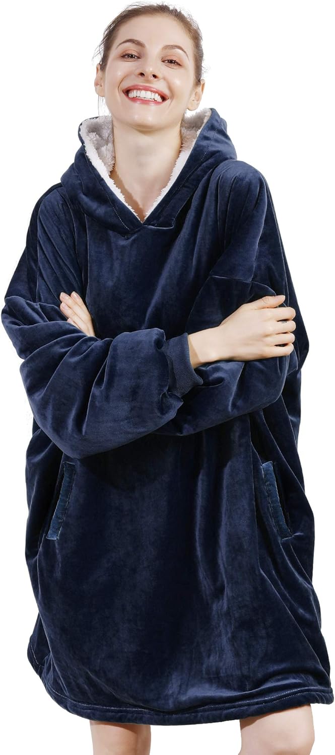 AmyHomie Blanket Sweatshirt,Oversized Sherpa Hooded Blanket Hoodie,Fleecehug Hoodie Wearable Blanket for Women Men Kids