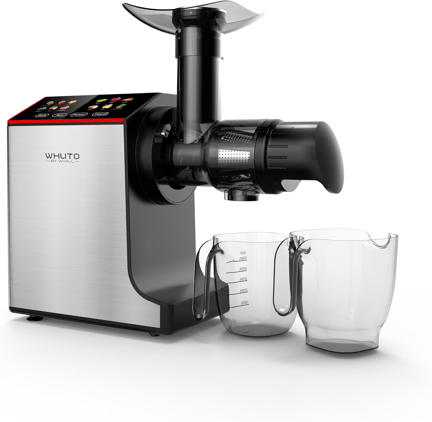 Masticating Juicer Machines, Cold Press Juicer, Easy to Clean with Brush, Touch Screen Stainless Juicer Machines for Vegetable & Fruit, Juice Maker with Quiet Motor & 2 Speed Modes, Red