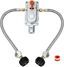 Skyflame 2-Stage Auto Changeover Propane Gas Rv Regulator Kit with 2PCS Gauges and 12-Inch Braided Connection Hoses for Dual Propane Tank RV Trailers Camper