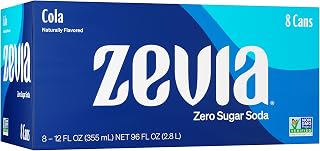 Zevia Zero Sugar Soda, Cola, 12 Ounce Cans (Pack of 8)