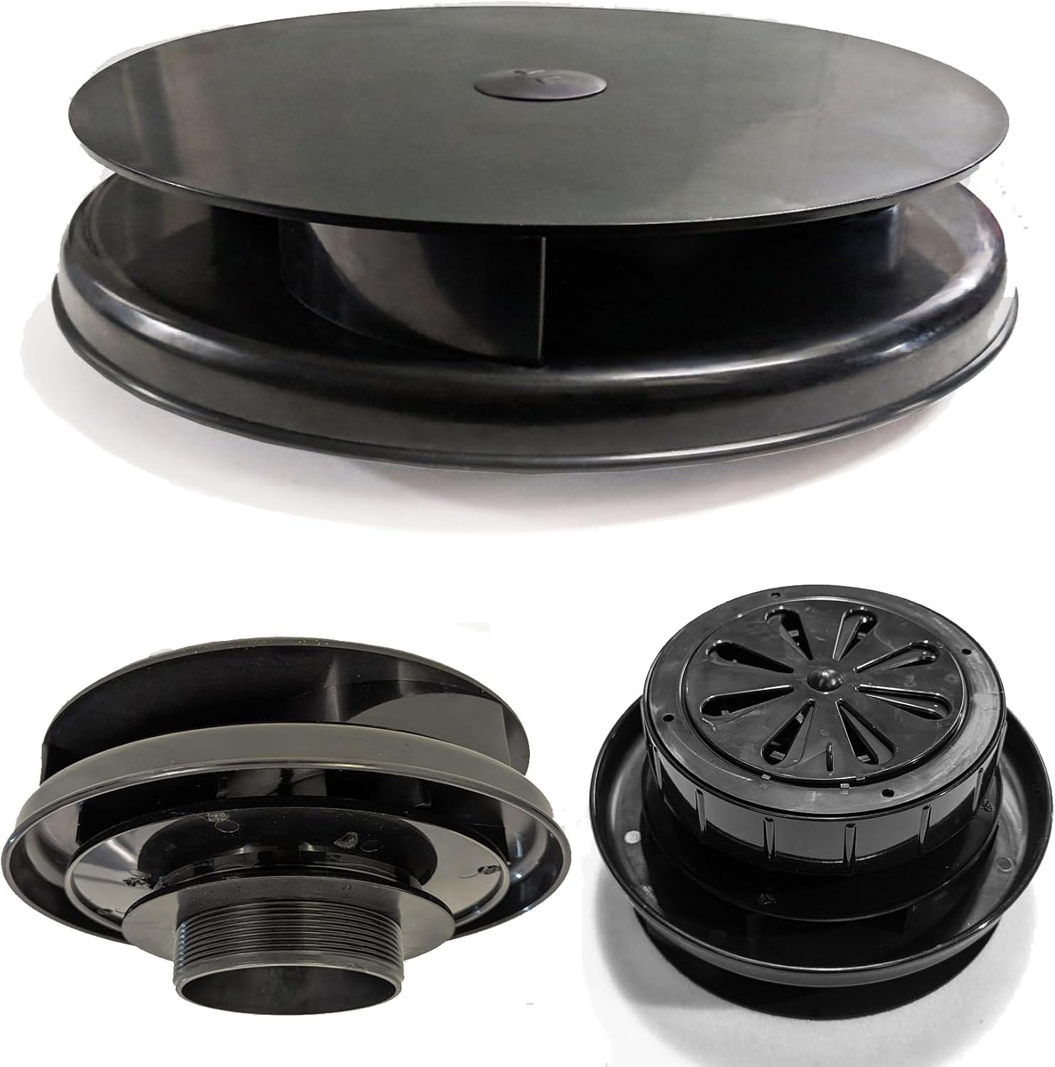ULTRAFLOW High Output Rotary Van Roof Vent Wind Driven Rotating Spinning Ventilator Fan BLACK - Camper Bus 4x4