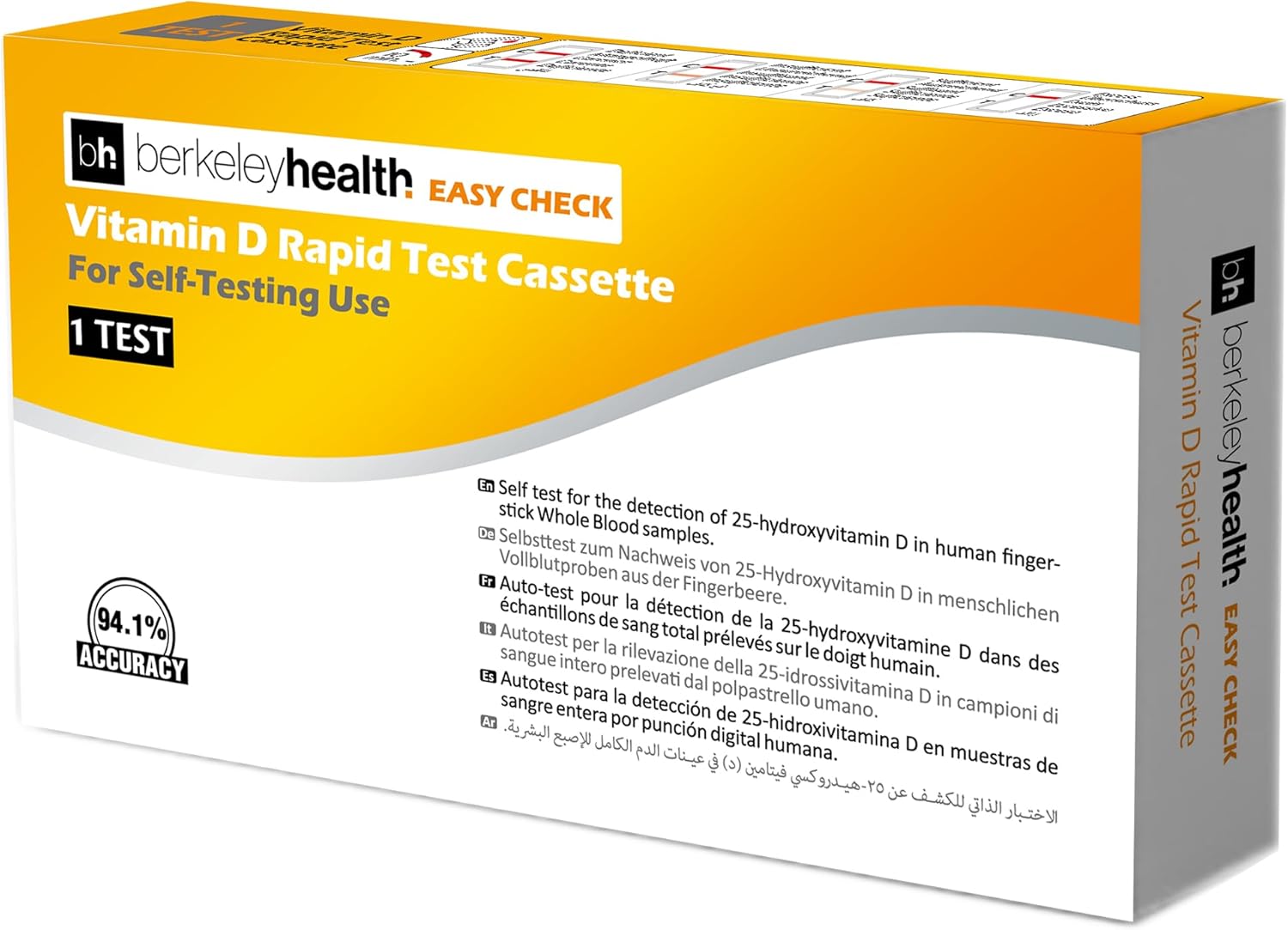 Berkeley Health Vitamin D Rapid Test Kit - Check for Deficiency & Insufficiency - Easy to Follow Home Check Set - Fast & Accurate - 1 Pack