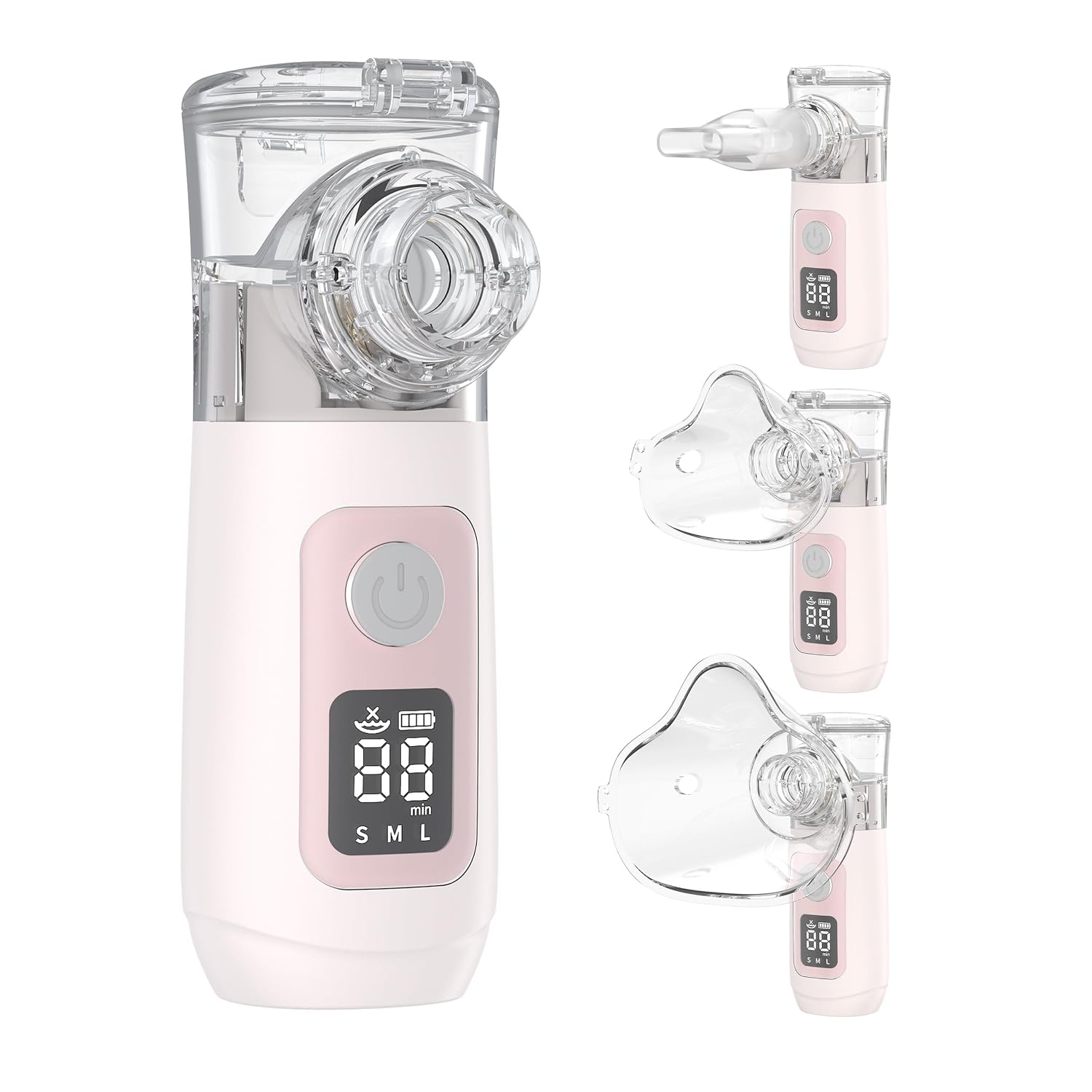Smart Digital Display Portable Nebulizer for Adults and Kids, Portable Nebulizer with Tube, Mouthpiece and Mask - Rechargeable Nebulizer for Travel and Home Use, Take-Along Nebulizer for Kids -04