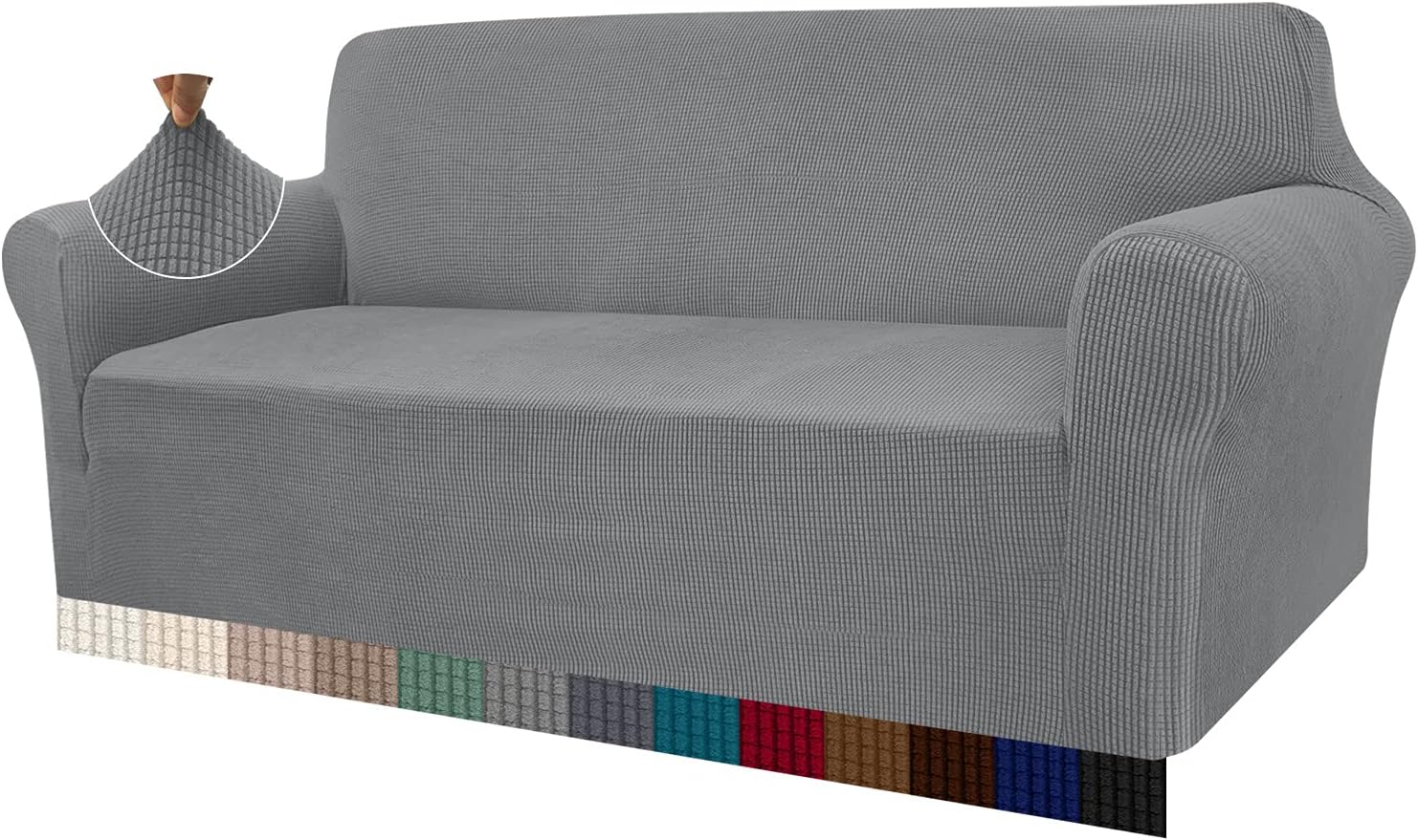 Granbest High Stretch Sofa Covers 3 Seater Super Soft Stylish Couch Covers for Dogs Pets Cats Jacquard Spandex Non Slip Sofa Slipcover for Living Room Furniture Protector (3 Seater, Light Gray)